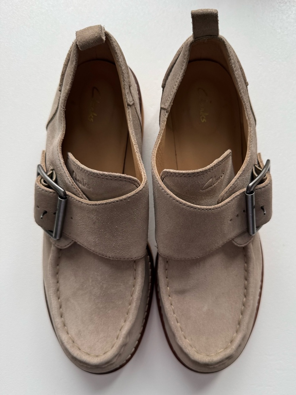 Clarks Eden Mid Monk Loafers in Beige | Size 9 - Picture 3 of 13
